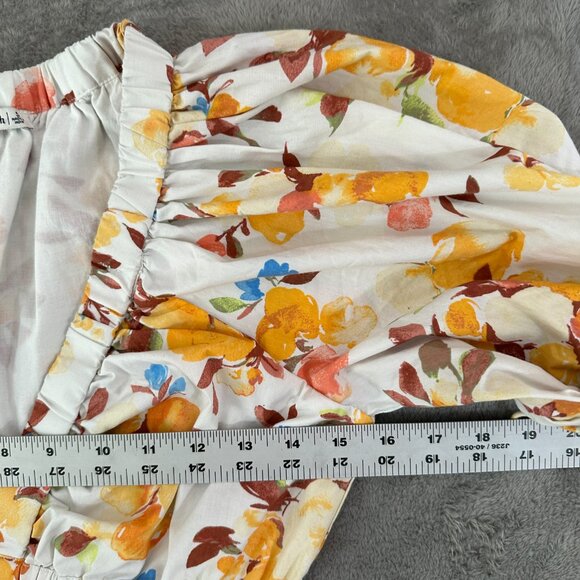 Abercrombie & Fitch Floral Babydoll Puffed Sleeve Dress LARGE White Yellow - Picture 6 of 7